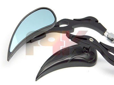 BLACK TEARDROP MINI CUSTOM MIRRORS FOR YAMAHA V STAR V MAX VIRAGO XV 