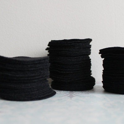 Lot of 30 Black Felt Circles Diecut 1.5 to 8 Brooch back appliques 