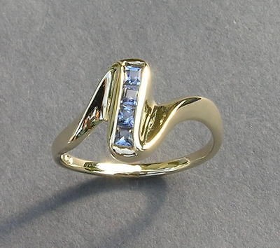 YOGO SAPPHIRE~ 10KT YELLOW GOLD DESIGNER RING ~Princess Cut~