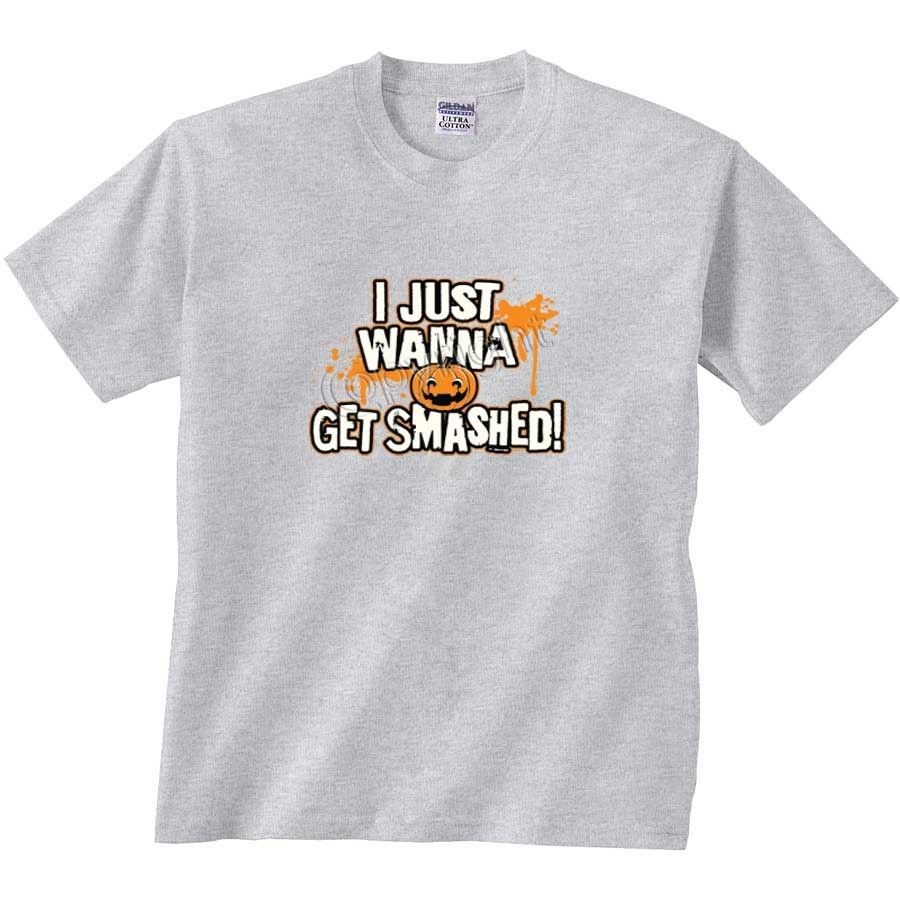   Just Wanna Get Smashed Pumpkin Halloween T Shirt Halloween Costume Tee