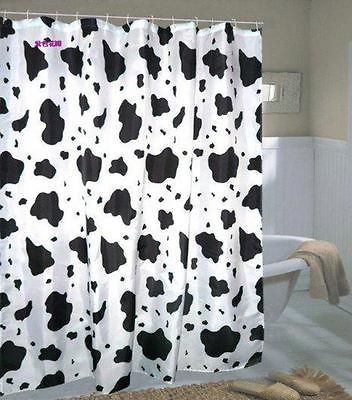 New Cow Spot Bathroom Fabric Shower Curtain Waterproof Free 12 Hooks