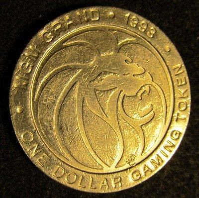 1993 MGM Grand Casino $1 Dollar Gaming Slot Token  Token Lot#Jackpot 