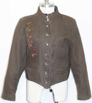 LEATHER ~ BROWN German Women EMBROIDERED Deer Hunting Shooting JACKET 