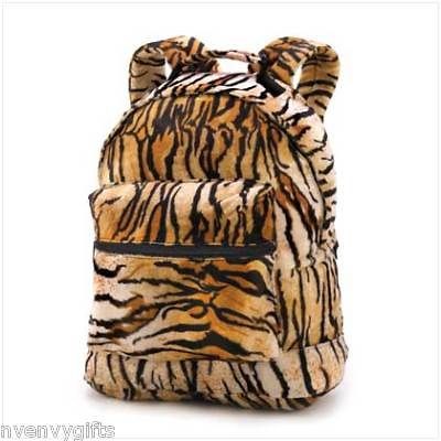 TIGER PRINT PLUSH BACKPACK ANIMAL PRINT SCHOOL OVER NIGHT BAG NV14069