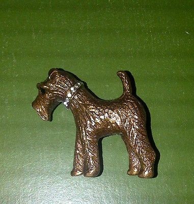 LONDON Designer WELSH,IRISH,AI​REDALE TERRIER BRONZE Dog BROOCH 