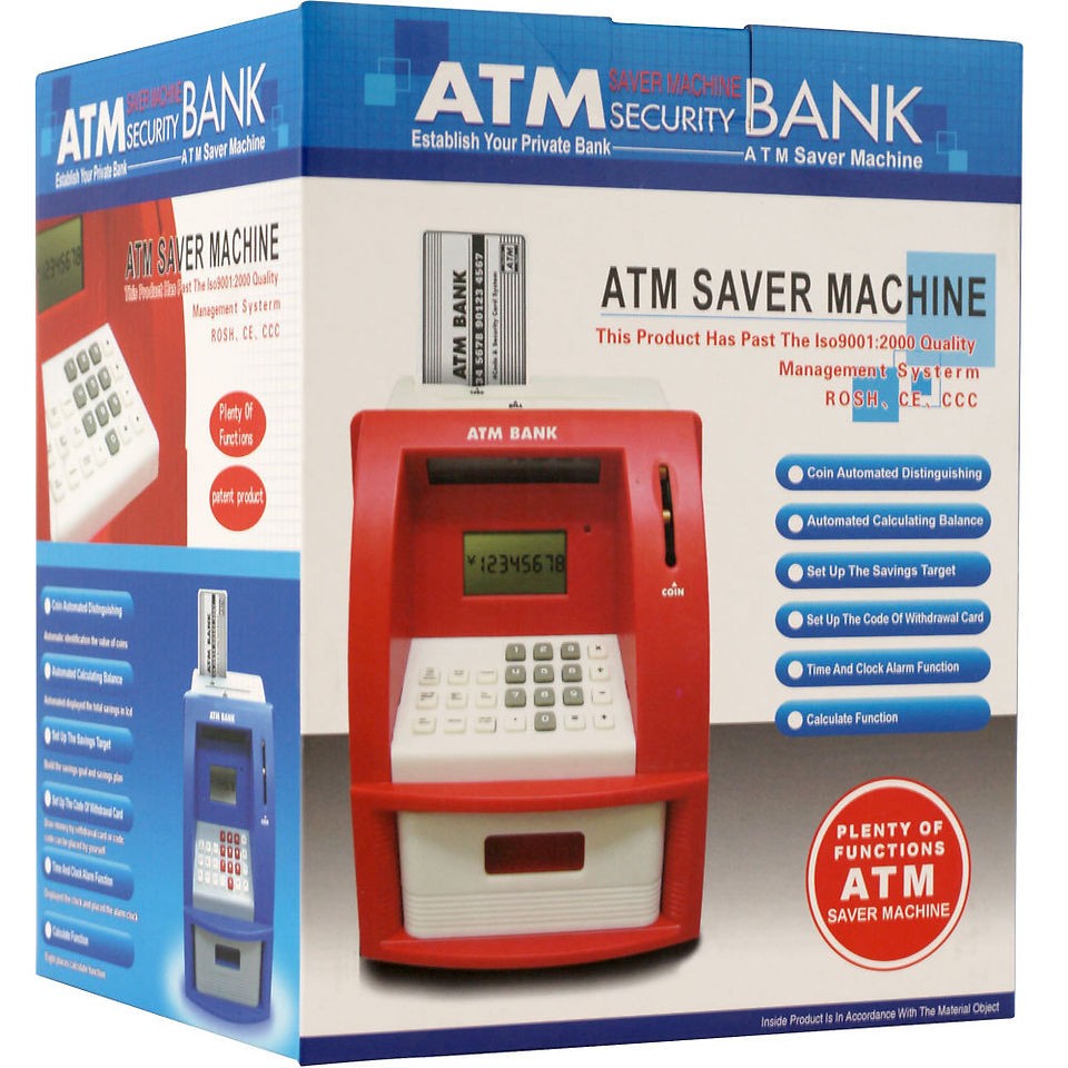 Deluxe ATM Toy Bank w/ ATM Card   Red