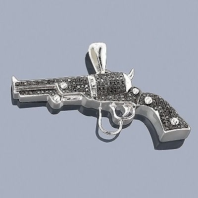 Black Diamond Jewelry Sterling Silver Gun Pendant .9ct