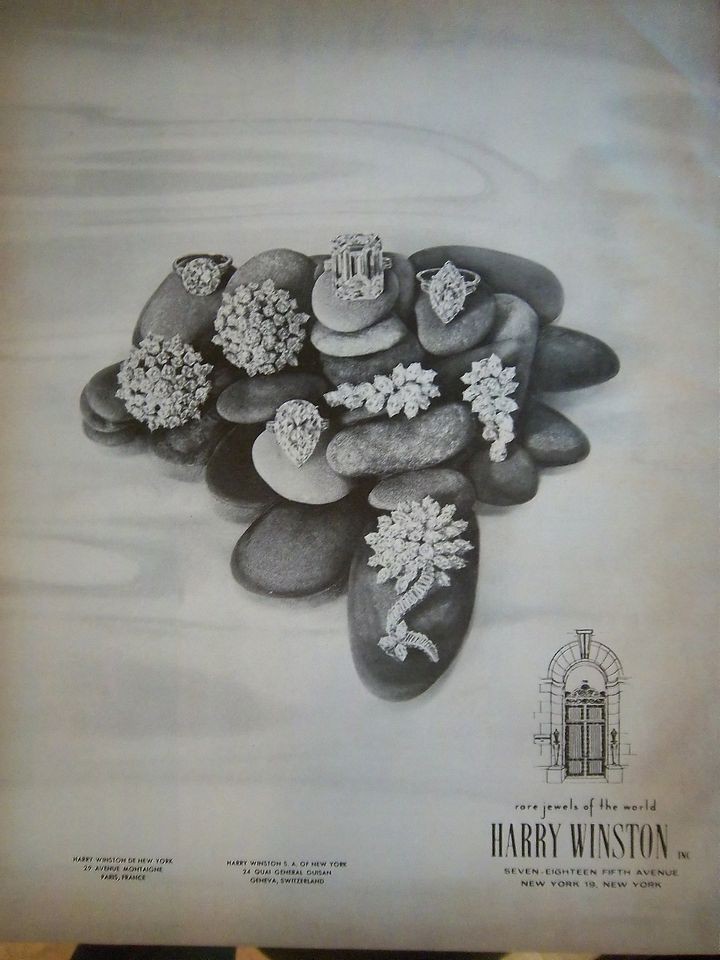 1969 Vintage Harry Winston Diamond Broock Ring JEWELRY Ad