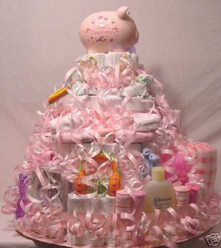 ULTIMATE 4 TIER DIAPER CAKE, SHOWER CAKES, 145+ DIAPERS