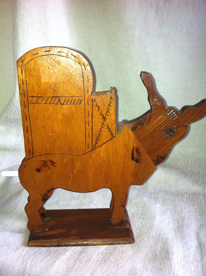 VINTAGE CIGARETTE DISPENSER, HANDMADE WOODEN DONKEY, VINTAGE 1960S 