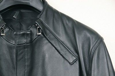 RARE SS11 PROTOTYPE Dior Homme Black Leather Jacket Blouson Sz 46 M 