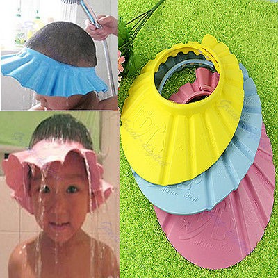 Soft Adjustable Baby Kids Children Bath Shower Shampoo Cap Hat Wash 