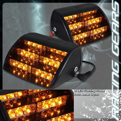 18 LED Amber Hazard Deck Windshield Strobe Lights Suburban Silverado 