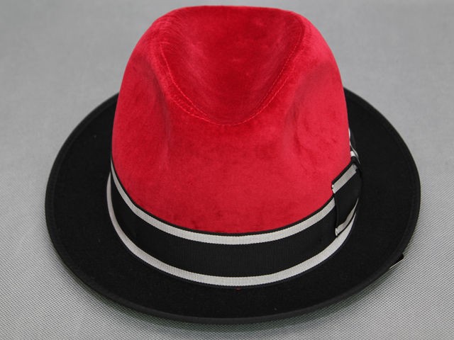 DOLCE & GABBANA 11AW NWT RUNWAY RED GROSGRAIN HAT BAND VELVET HAT