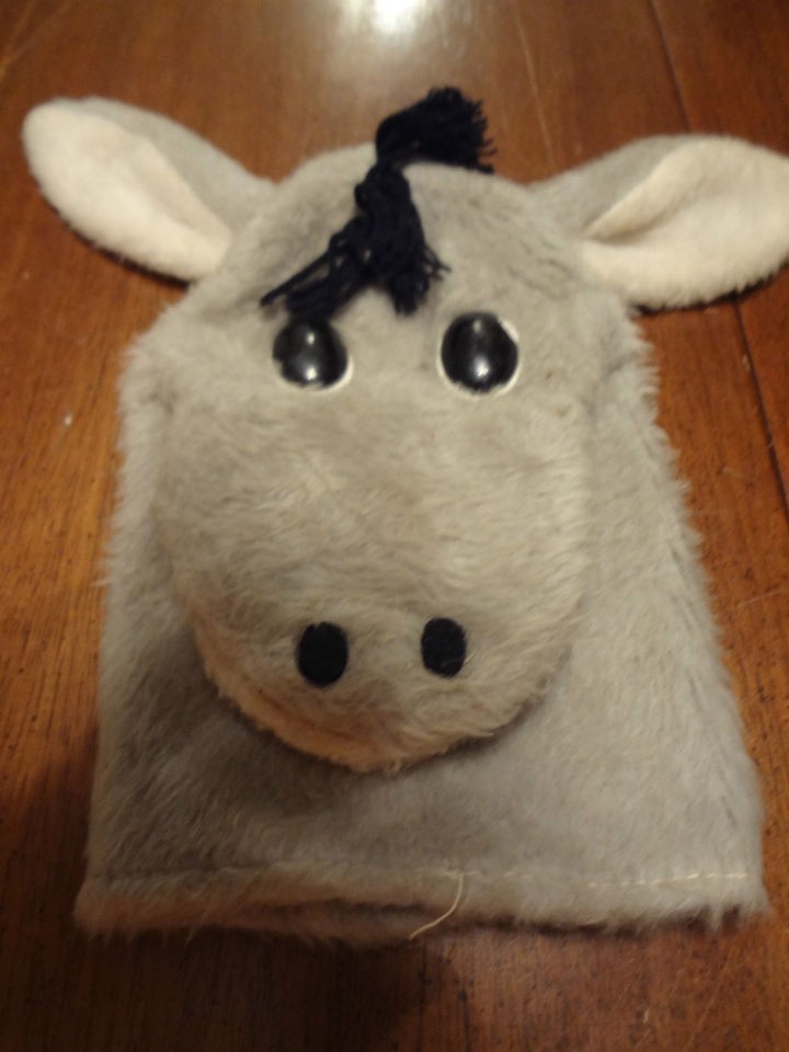   1970s Animal Fair Inc 1974 Donkey Hand Puppet Gray & Black L@@K