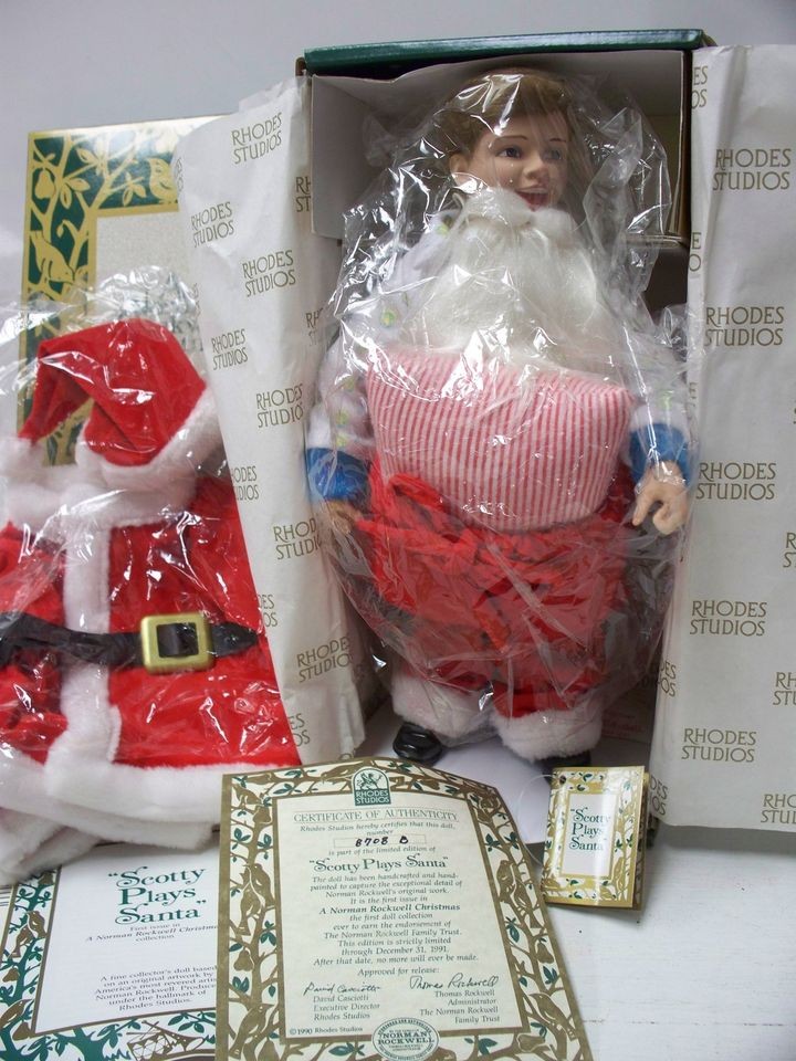   DOLL13 SCOTTY PLAYS SANTA NORMAN ROCKWELL ASHTON DRAKE GALLERIES COA