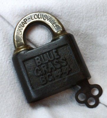 Antique Belknap Hardware, Bluegrass BG 44, Push Key Padlock, Large