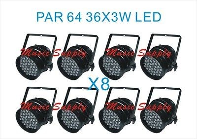 LOT DJ PAR 64 36x3w RGB LED LIGHTS 108watt 7ch DMX STAGE PARTY SHOW 