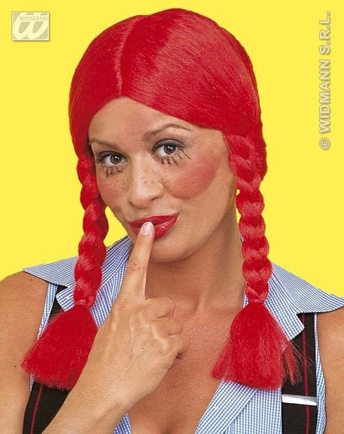 Red Plait Wig Country Bumpkin Rag Doll Bunches Farmers Wife Fancy 