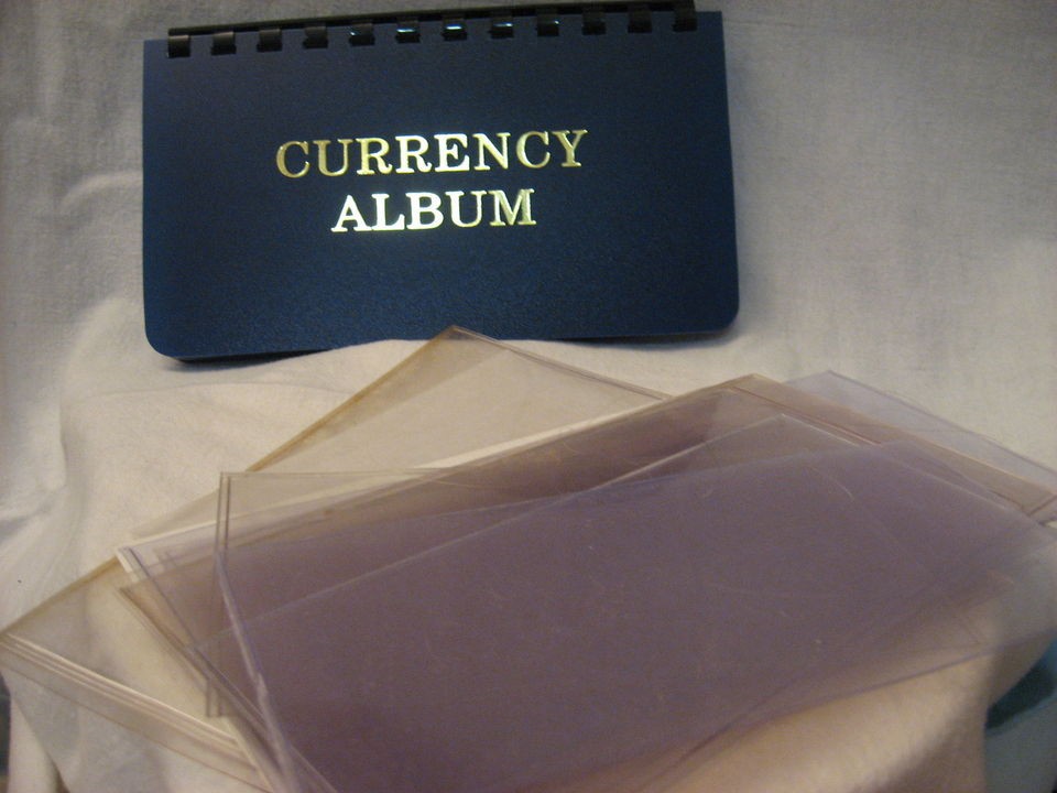 Currency Book & 17 Loose Sleeves Used Money Bills Paper Dollars