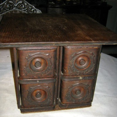 ANTIQUE MISSION OAK WOOD KITCHEN FILE SPICE DRAW ART CABINET SEWING 