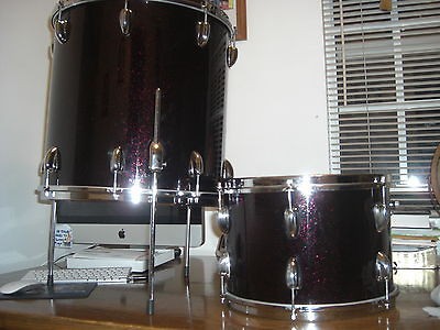 Slingerland 13i/ 16in Toms Black/Violet Sparkle 1965 Superb Condition