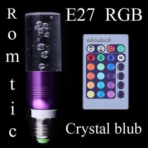 E27 3W AC 85 265V RGB 16 Colors changing Remote Control Crystal LED 