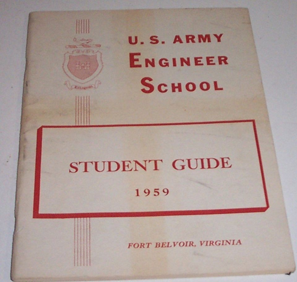 US Army Engineer School Student Guide Vintage 1959 Fort Belvoir VA 