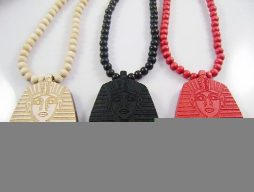   option Hip hop Rosary Necklace Pendants Wooden Egyptian pharaoh Mens