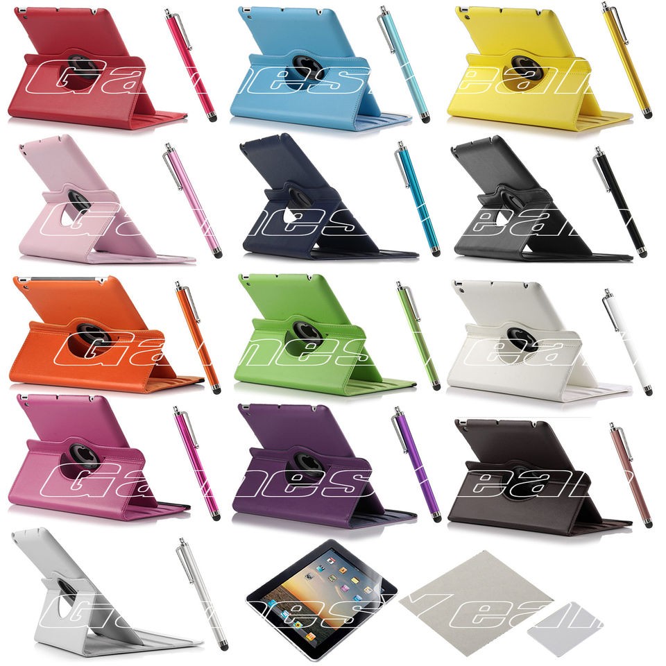   New iPad 3 2 3rd 360°Rotating Magnetic PU Leather Case Smart Cover