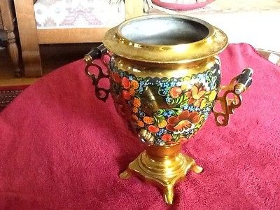 HAND PAINTED SOVIET RUSSIAN ELECTRIC SAMOVAR TEA POT URN ANTIQUE OLD 