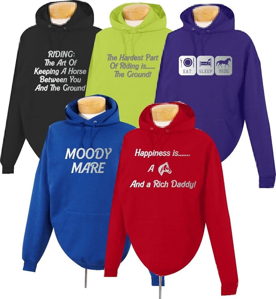 CHILDRENS HORSE RIDING CLOTHES FUNNY SLOGAN HOODIES