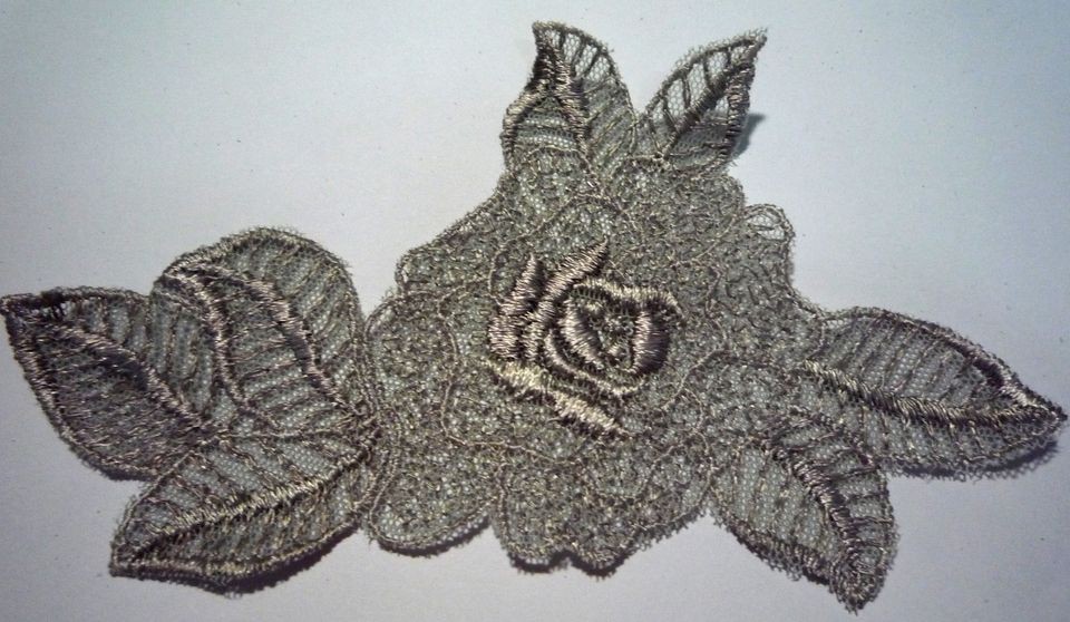 pcs Gray Rose Lace Patch motif Applique 5.5x3 A10