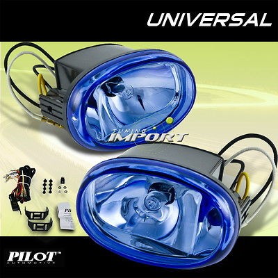   .00 CHROME HOUSING BLUE LENS PILOT FOG LAMPS W/CITY LIGHT LH+RH PAIR