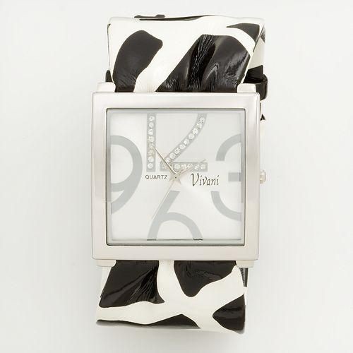 Vivani Womens Silver Tone Crystal Animal Watch