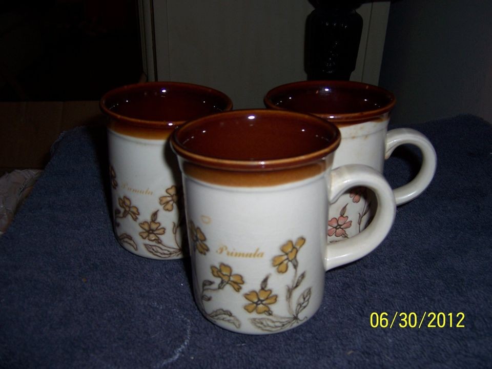 Biltons Primula 3 Mugs Made in England Orange Flowers