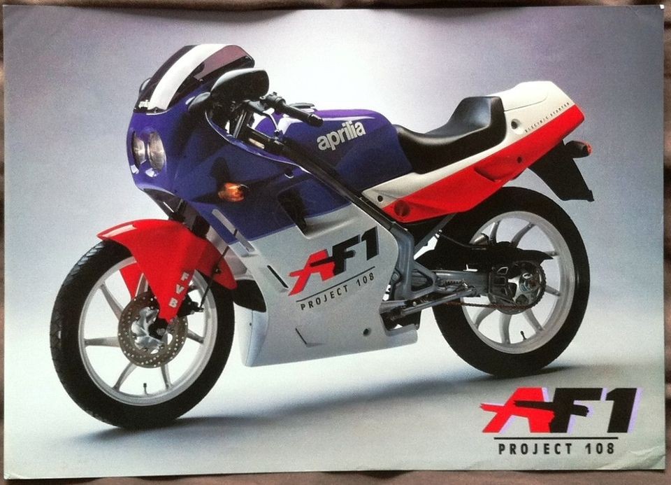 APRILIA AF1 PROJECT108 50CC MOTORCYCLE SPEC SHEET C1987