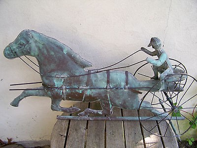 19th Century American Copper Running Horse & Sulky Weathervane 