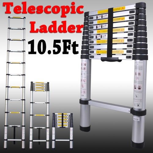   Telescopic Telescoping Ladder Extension Extend Collapsible 330lb