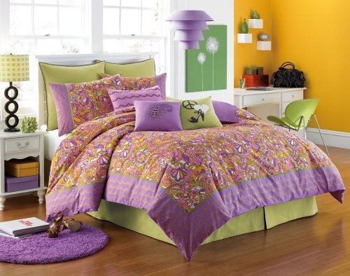 Steve Madden Twin Duvet Sham MADELYN Paisley Purple College Teen 