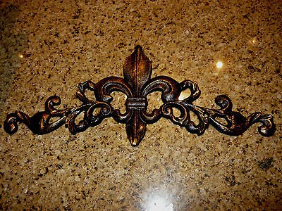   Fleur de Lis Topper Wall Plaque Tuscan Old World Medieval Decor Metal