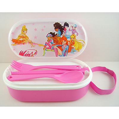 Winx Club Girl Pink Food Storage Container Lunch Box Case SET