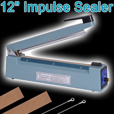 12 Impulse Heat Sealer Plastic Poly Bag Closer Machine Teflon Sealing 