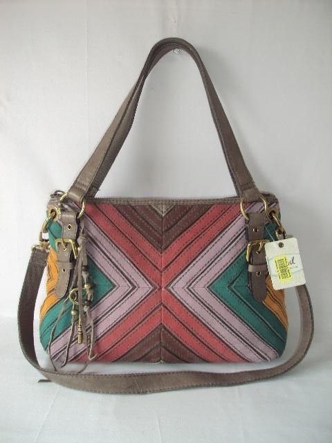 Fossil Women s Lola PW Leather Satchel Patchwork Multi Purse 