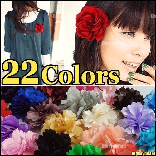 Fashion Woman Lady Satin Peony Flower Hair Clip Brooch