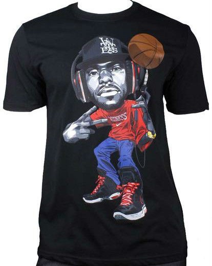   LeBron Comic DRI FIT Basketball/Football Black Mens Tee 412009 010