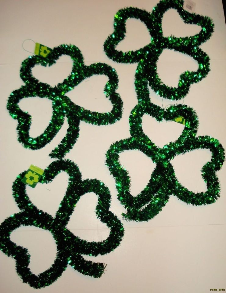 Lot Of 4 St Patricks Day Shamrock Clover Wreath Garland Irish Ireland 