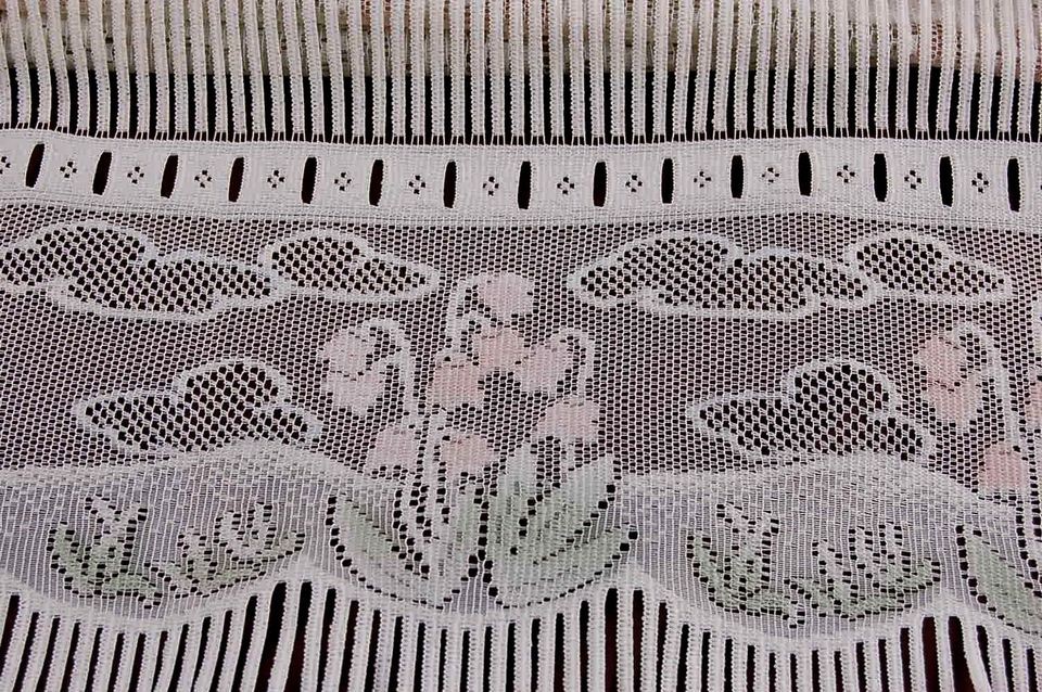 Vintage French Lace Cafe Curtain Filet Net Window 23 x 40 Cyclamen 