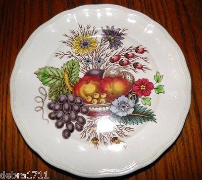   Spode Reynolds 6.5 SMALL PLATE Fruit Flowers Basket porcelain VIBRANT