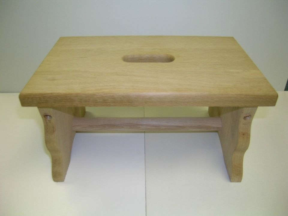 New Oak Wood Step Stool, Unfinished & Preassembled